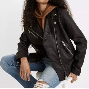 Madewell Women’s Oversized Washed Leather Motorcycle Jacket